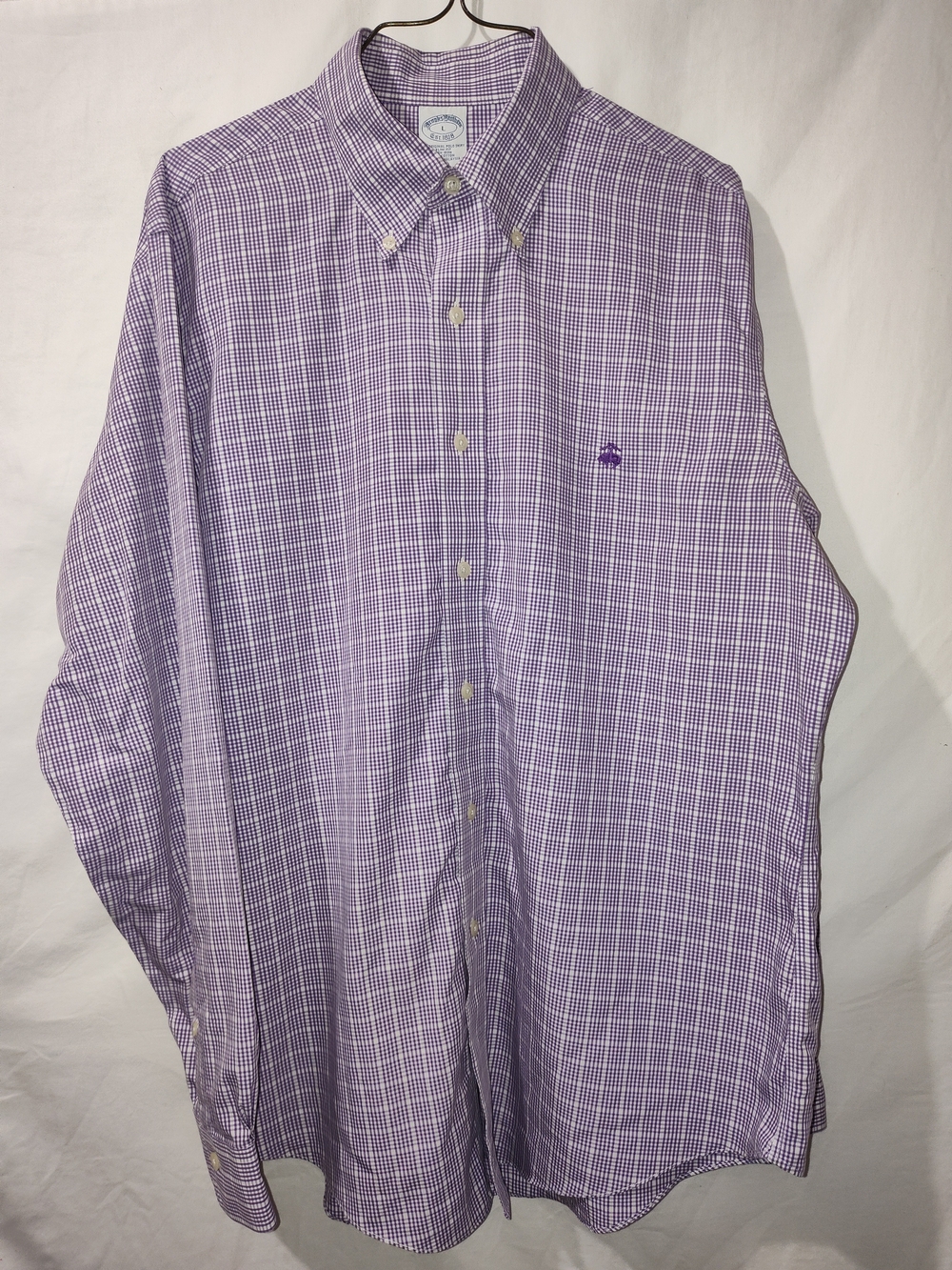 Brooks Brothers Purple Plaid Button-Down Dress Shirt